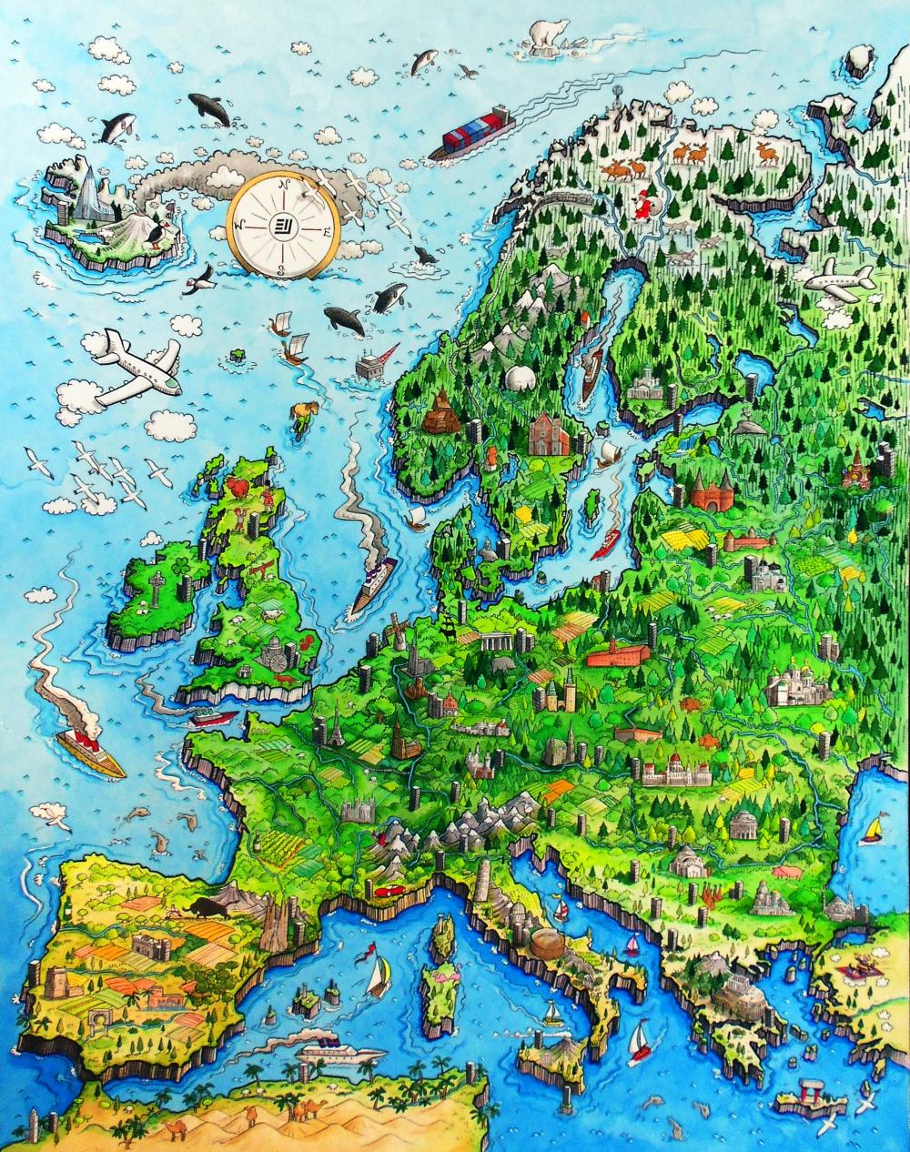 Europe map illustration